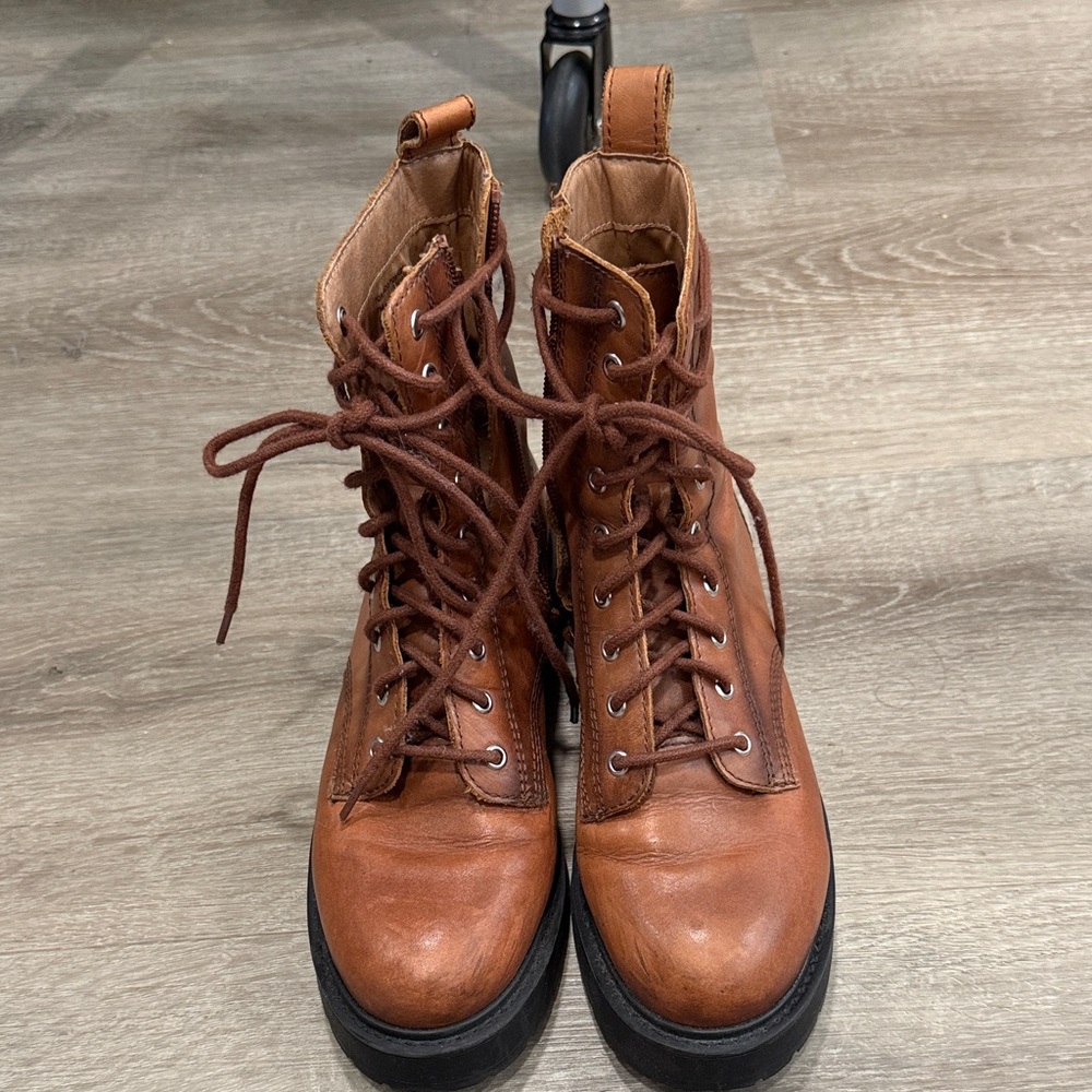 Steve Madden Brown Combat Boots - Picture 2 of 5